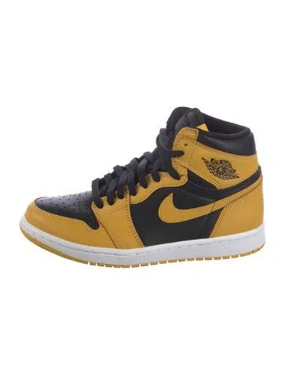 Pre-owned Jordan Leather Colorblock Pattern Sneakers In Yellow
