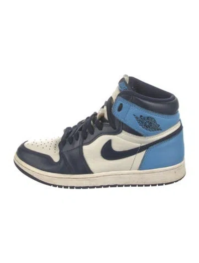 Pre-owned Jordan Leather Colorblock Pattern Wedge Sneakers In Blue