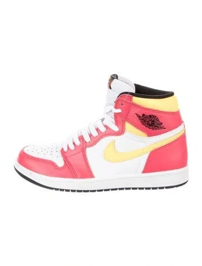 Pre-owned Jordan Leather Colorblock Pattern Wedge Sneakers In Pink