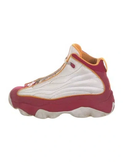 Pre-owned Jordan Leather Colorblock Pattern Wedge Sneakers In White