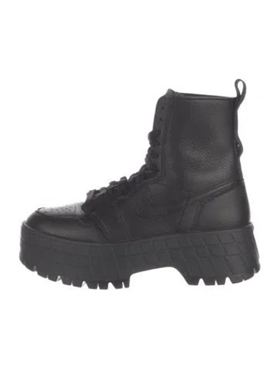 Pre-owned Jordan Leather Combat Boots In Black