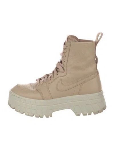 Pre-owned Jordan Leather Combat Boots In Neutral