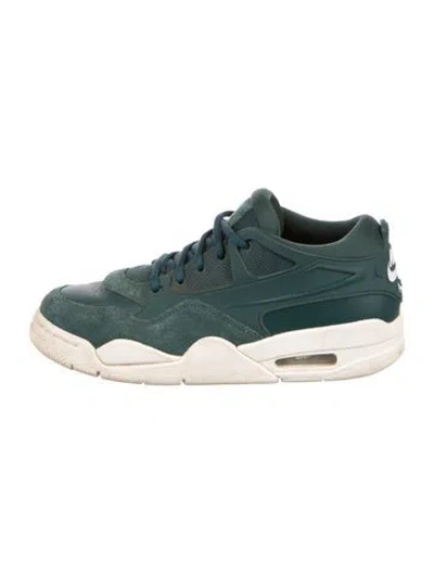 Pre-owned Jordan Leather Embroidered Accent Sneakers In Green