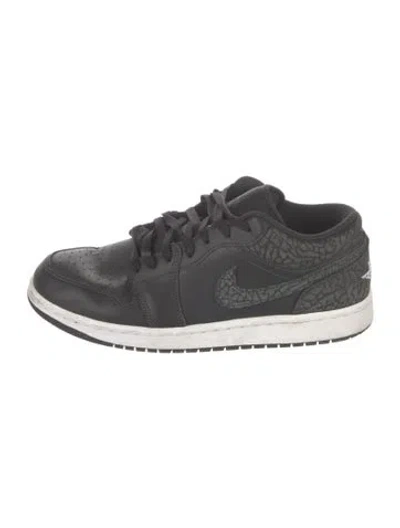 Pre-owned Jordan Leather Graphic Print Athletic Sneakers In Black