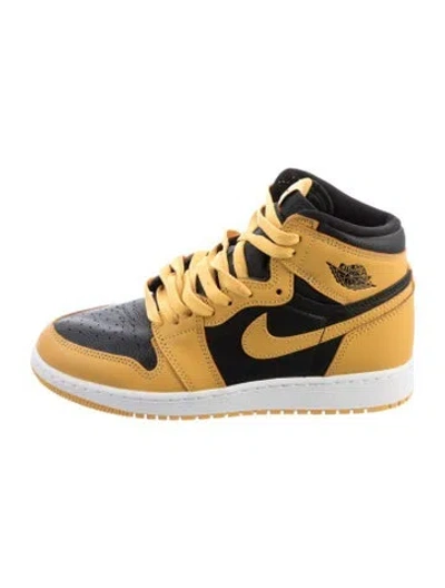 Pre-owned Jordan Babies' Leather High Top Sneakers In Black/yellow
