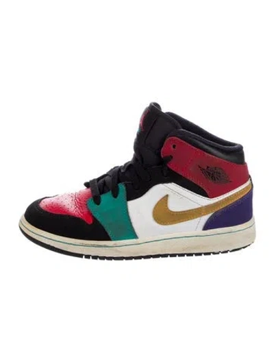 Pre-owned Jordan Babies' Leather Mid-top Sneakers In Red