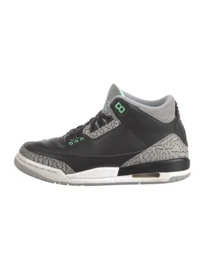 Pre-owned Jordan Leather Printed Athletic Sneakers In Black