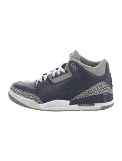 Pre-owned Jordan Leather Printed Athletic Sneakers In Blue