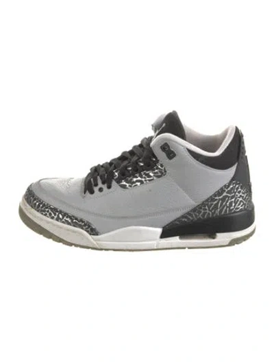Pre-owned Jordan Leather Printed Athletic Sneakers In Gray