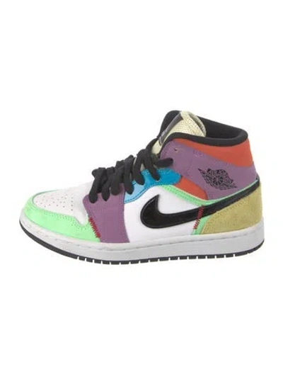 Pre-owned Jordan Leather Printed Athletic Sneakers In Multi