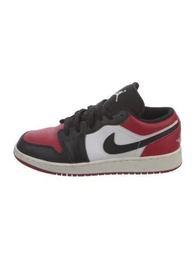 Pre-owned Jordan Kids' Leather Printed Sneakers In Black