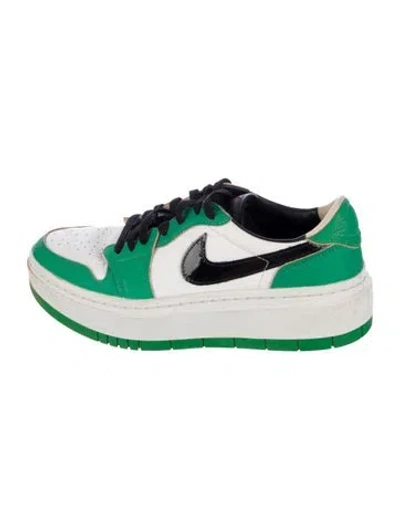 Pre-owned Jordan Leather Printed Sneakers In White