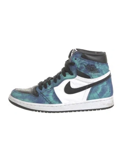 Pre-owned Jordan Leather Printed Wedge Sneakers In Blue