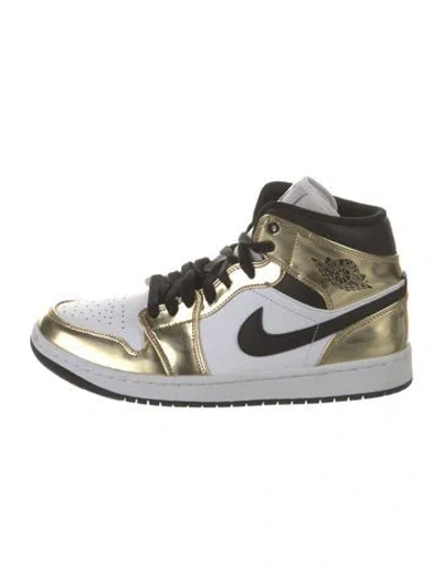 Pre-owned Jordan Leather Printed Wedge Sneakers In Neutral