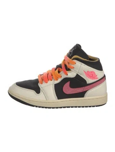 Pre-owned Jordan Leather Printed Wedge Sneakers In Neutral