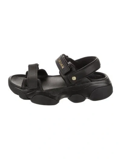 Pre-owned Jordan Leather Slingback Sandals In Black