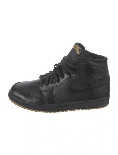 Pre-owned Jordan Leather Sneakers In Black