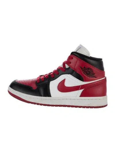 Pre-owned Jordan Leather Sneakers In Black/red