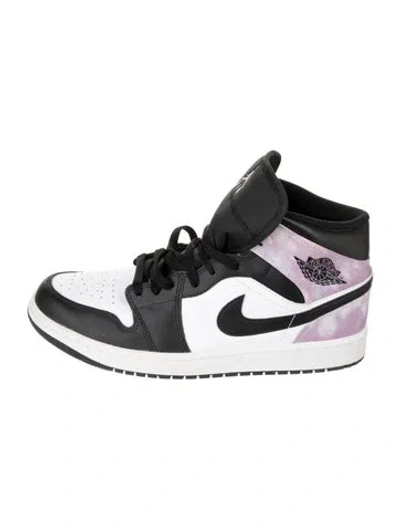 Pre-owned Jordan Leather Tie-dye Print Athletic Sneakers In Black