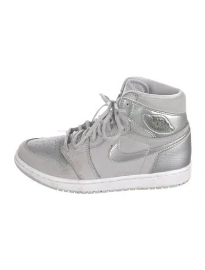 Pre-owned Jordan Leather Wedge Sneakers In Gray