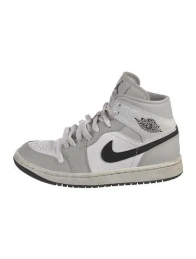 Pre-owned Jordan Leather Wedge Sneakers In Gray