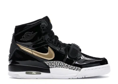 Pre-owned Jordan Legacy 312 Gold Patent Sneakers In Black/metallic Gold/white