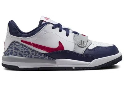 Pre-owned Jordan Legacy 312 Low Varsity Red Sneakers In White/midnight Navy Blue/wolf Grey