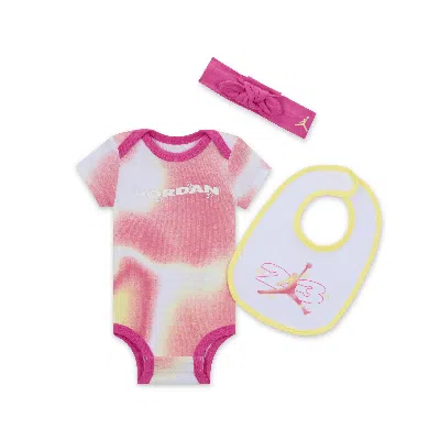 Jordan Lemonade Stand Baby (0-9m) 3-piece Bodysuit Box Set In Pink