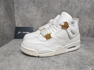 Pre-owned Jordan Level Ss/new - Air  4 "metallic Gold" Vintage Basketball Shoes Aq9129-170 In White