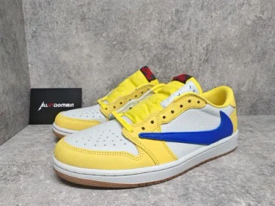 Pre-owned Jordan Level Ss/new - Travis Scott X Air  1 Low Og Canary Women's Dz4137-700 In Yellow