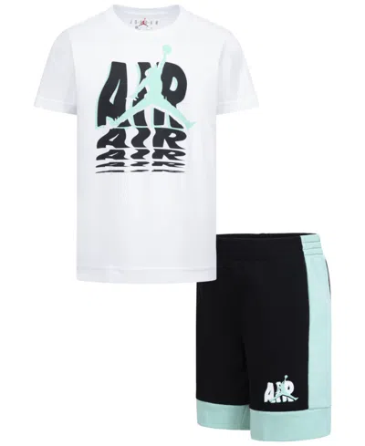 Jordan Kids' Little Boys Galaxy Graphic T-shirt & French Terry Shorts, 2 Piece Set In Black