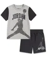 Jordan Little Boys 2-piece 1984 Jumpman Shorts And T-shirt Set In Off Noir