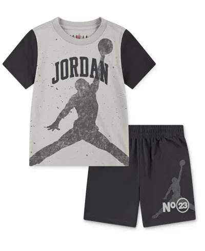 Jordan Kids' Little Boys 2-piece 1984 Jumpman Shorts And T-shirt Set In Off Noir
