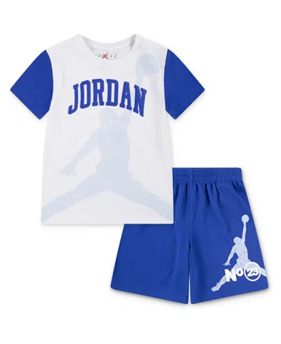 Jordan Kids' Little Boys 2-piece 1984 Jumpman Shorts And T-shirt Set In Racer Blue