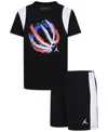 Jordan Little Boys 2-piece Ball Fire Mixed Shorts And T-shirt Set In Black