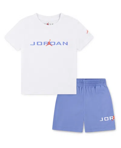 Jordan Kids' Little Boys 2-piece Baseline T-shirt And Shorts Set In Royal Pulse