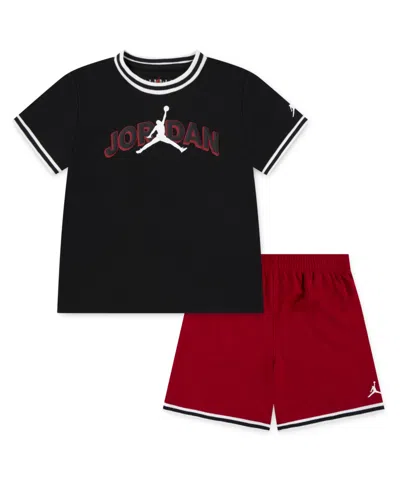 Jordan Kids' Little Boys 2-piece Logo Mesh T-shirt And Shorts Set In Black