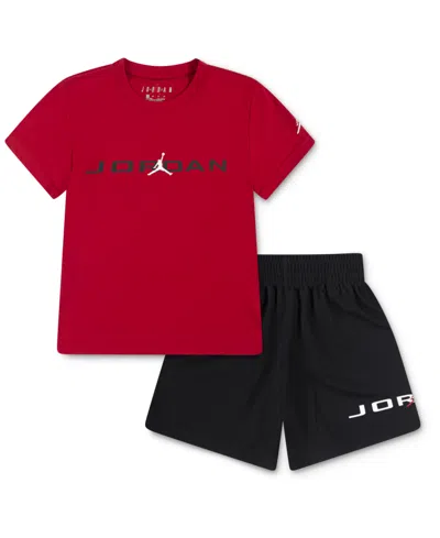 Jordan Kids' Little Boys 2-piece Mj Baseline Mesh Shorts And T-shirt Set In Black