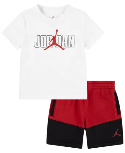 Jordan Kids' Little Boys 2-piece Stacked Mixed Shorts And T-shirt Set In Gym Red
