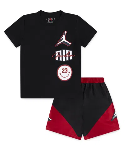 Jordan Kids' Little Boys 2-piece Stacked Play Shorts And T-shirt Set In Black