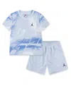 Shop Jordan Little Boys 2-piece Triple Team Printed T-shirt And Shorts Set In Hydrogen Blue