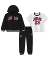Jordan Little Boys 3-piece Jersey French Terry Full-zip Hoodie, T-shirt And Pants Set In Black