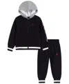 Jordan Little Boys Block Rib Full-zip Hoodie And Pants 2-piece Set In Black