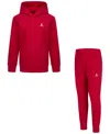 Jordan Mj Essentials Fleece Pullover Set Little Kids 2-piece Hoodie Set In Gym Red
