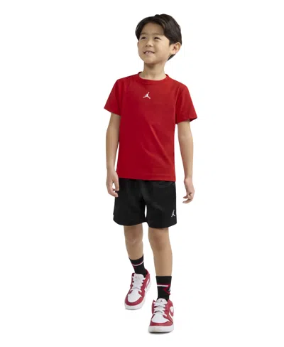 Jordan Kids' Little Boys Dri-fit Jumpman Woven Play Jersey T-shirt & Mesh Shorts, 2 Piece Set In Red