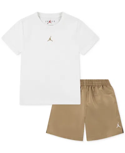 Jordan Kids' Little Boys Dri-fit Jumpman Woven Play Jersey T-shirt & Mesh Shorts, 2 Piece Set In Multi