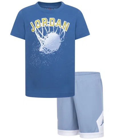 Jordan Kids' Little Boys Hoop Styles Mesh Shorts Set, 2-piece In Blue Gray