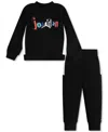 Jordan Little Boys Jumpman Team Blocked Crewneck Top & Jogger Pants, 2 Piece Set In 023black