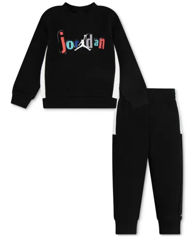 Jordan Kids' Little Boys Jumpman Team Blocked Crewneck Top & Jogger Pants, 2 Piece Set In 023black