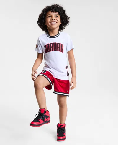 Jordan Kids' Little Boys Play-off Logo T-shirt & Shorts Set In Red